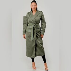 Olive Green Women's Trench Coat/with belt
